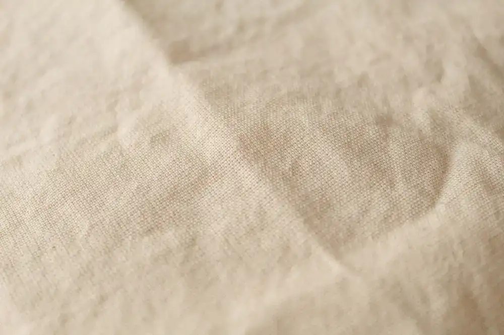 Close up of natural textured linen fabric