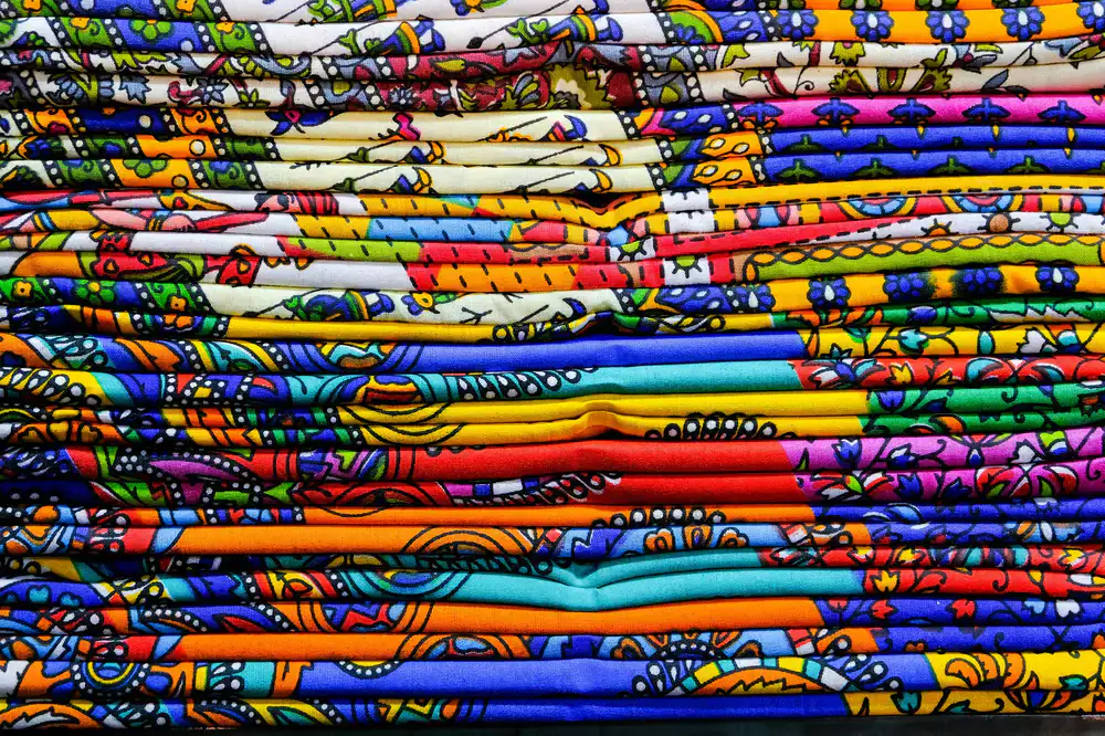 Brightly patterned fabrics