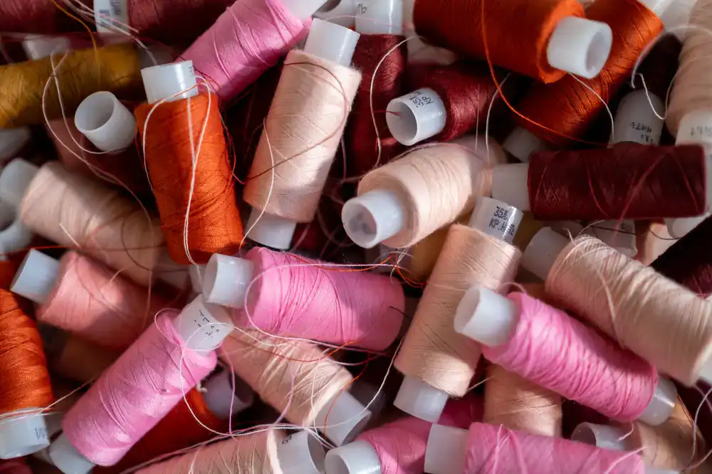 Assorted colorful sewing threads
