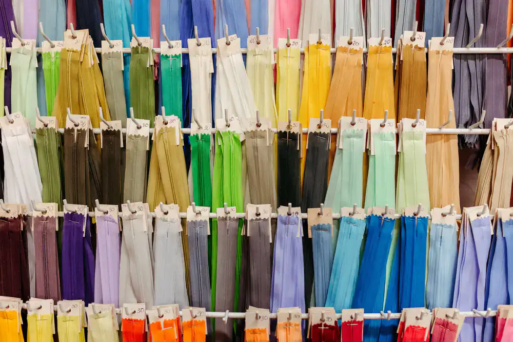 Assorted colorful zippers